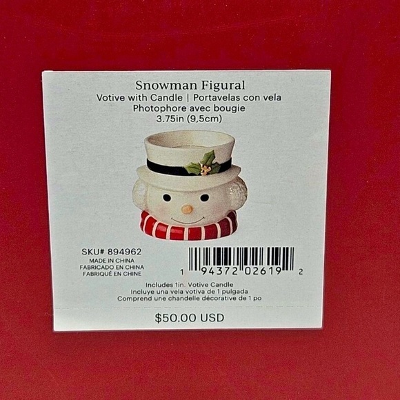 Lenox Snowman Figural Christmas Holiday Candle Holder with Tea Light Candle NIB - Picture 9 of 10